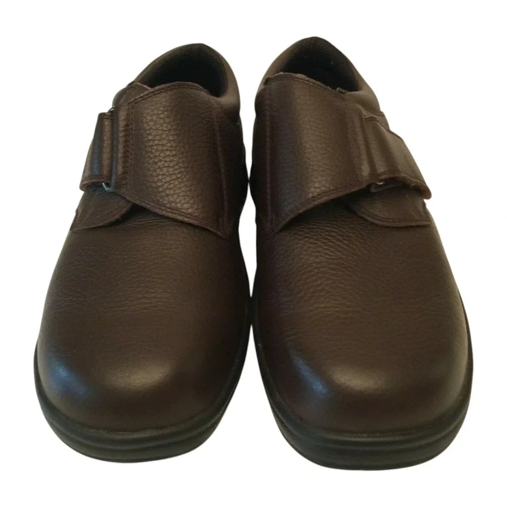 Orthofeet Broadway Men's Orthodic Comfort Shoes Size 8.5W Brown Pebble Leather